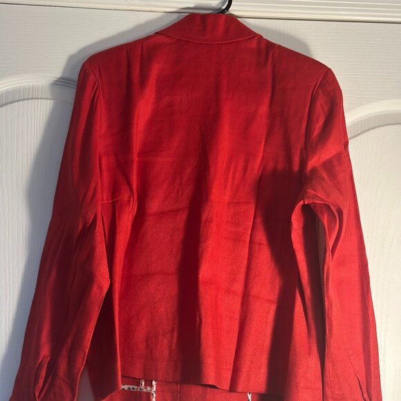 CAbi 5472 Red Valentine Linen Blend Suit – Jacket L & Pants 10 - Picture 8 of 15